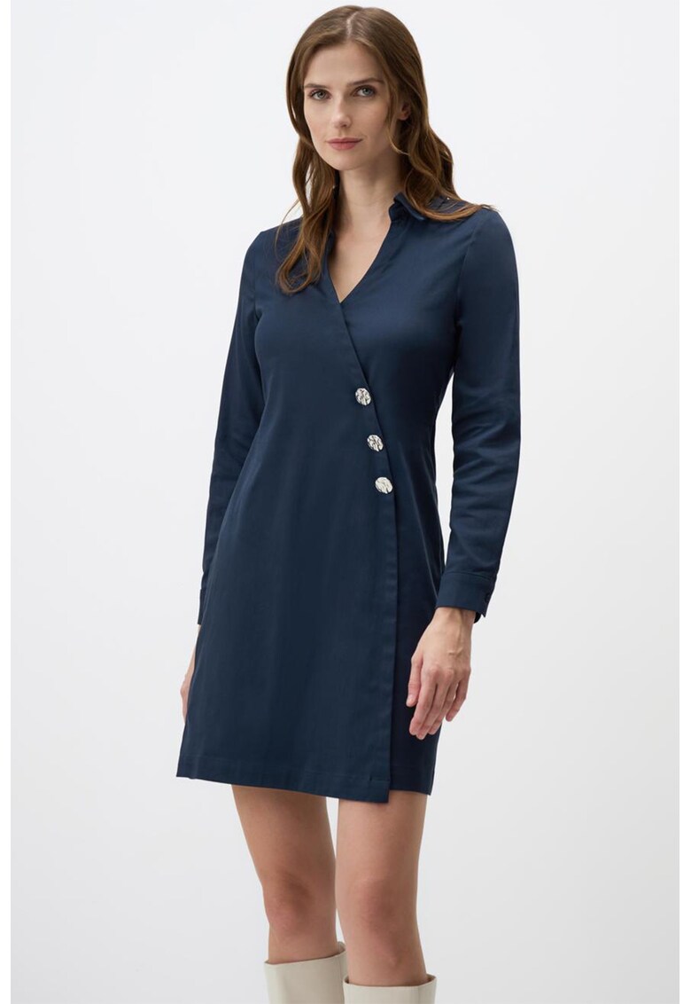Rochie petrecuta cu nasturi - Bleumarin