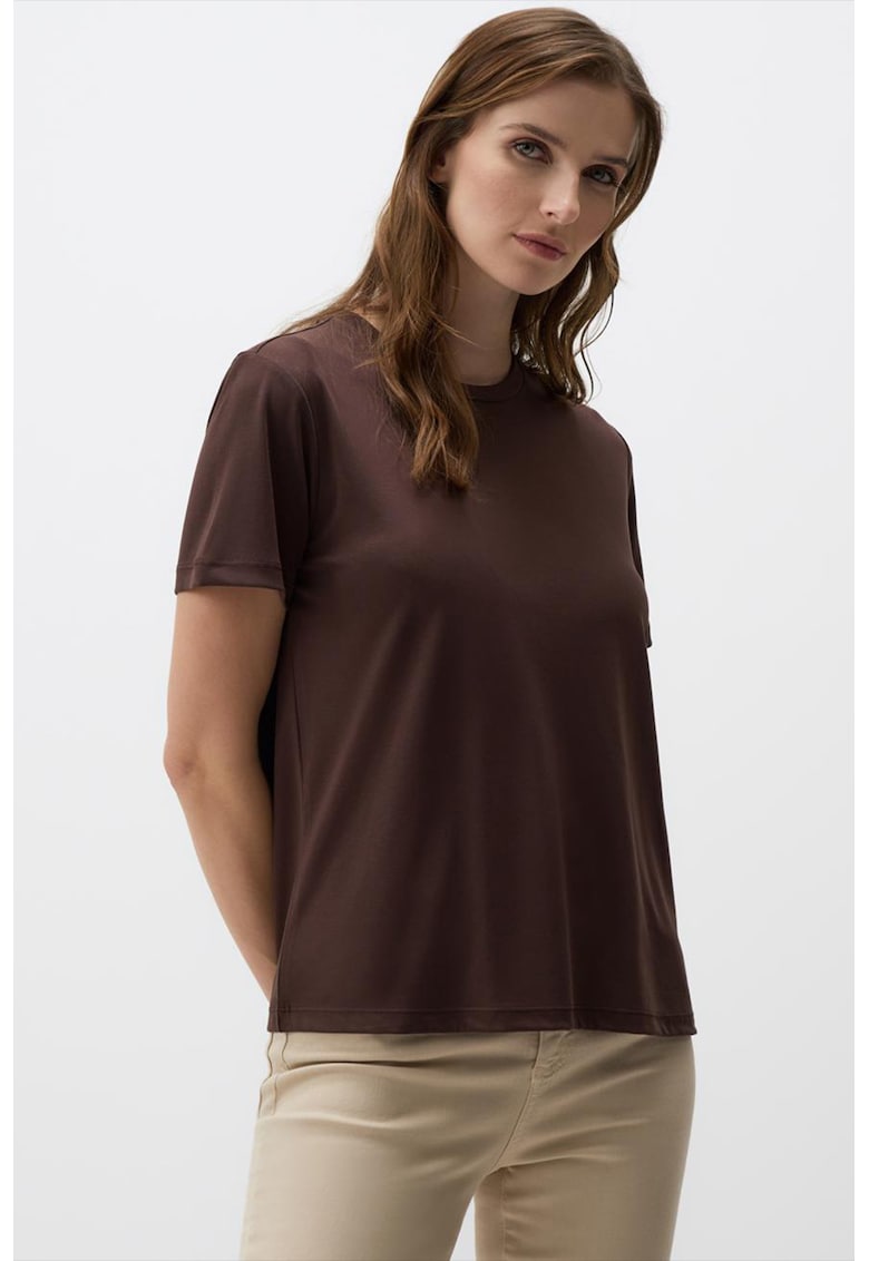 Tricou din amestec de modal cu decolteu rotund