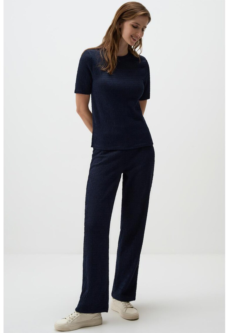 Pantaloni relaxed-fit cu model texturat - Albastru ultramarin