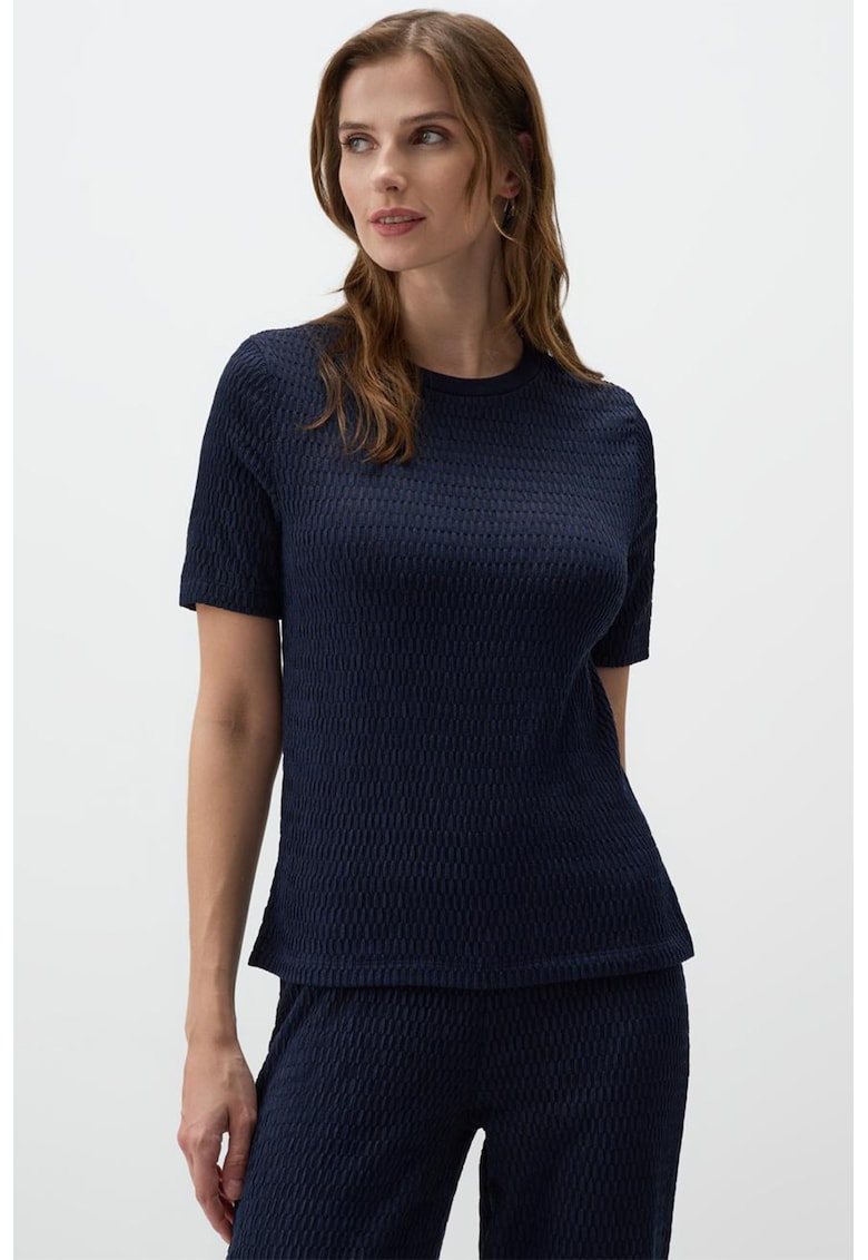 Bluza cu model texturat si maneci scurte