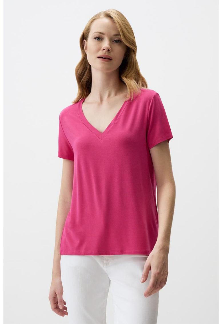 Tricou lejer din amestec de modal cu decolteu in V