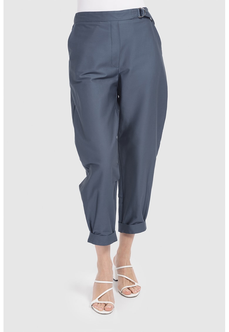 Pantaloni crop cu talie inalta - Albastru indigo