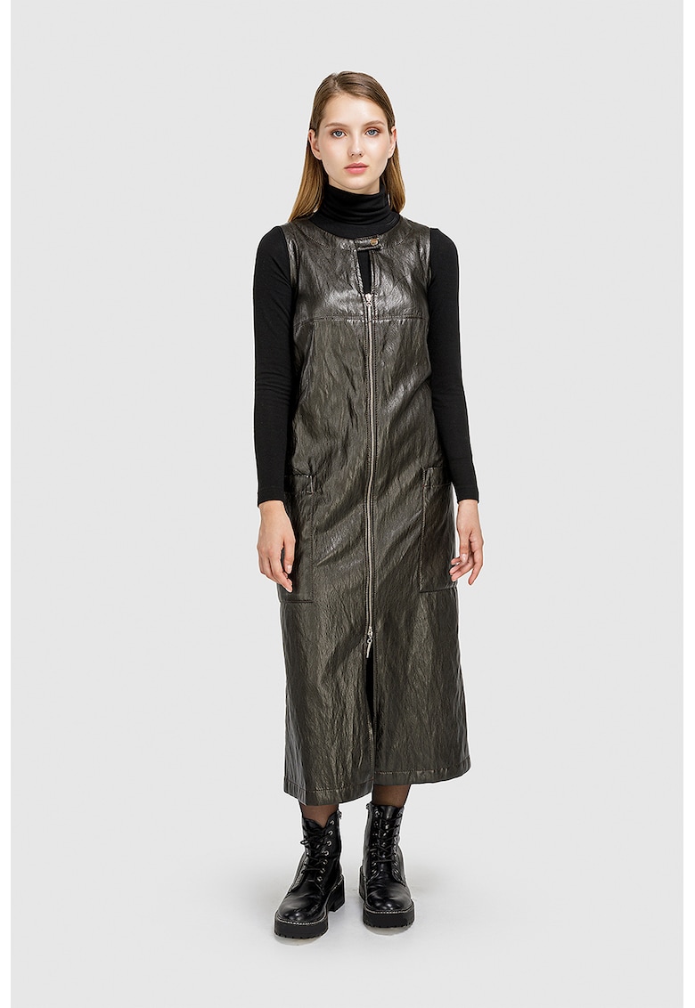 Sarafan de piele ecologica cu fermoar