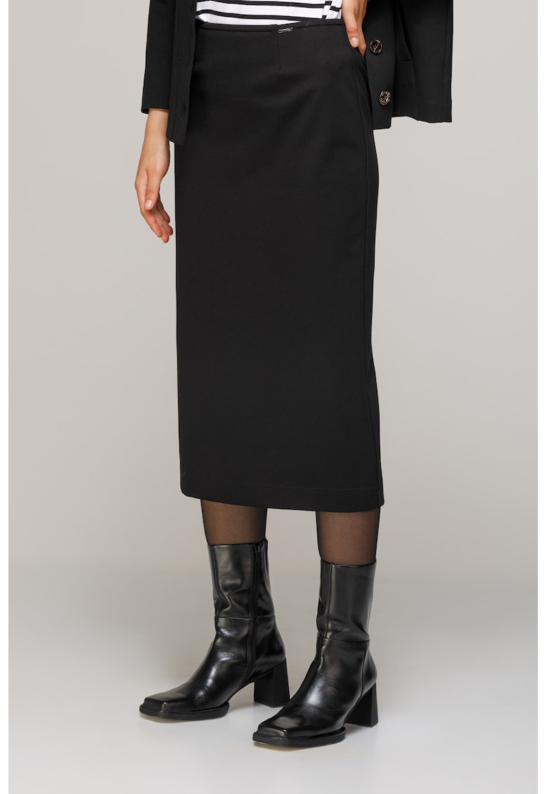 Fusta midi cu croiala crieon si slit pe partea din spate Fusta midi cu croiala crieon si slit pe partea din spate