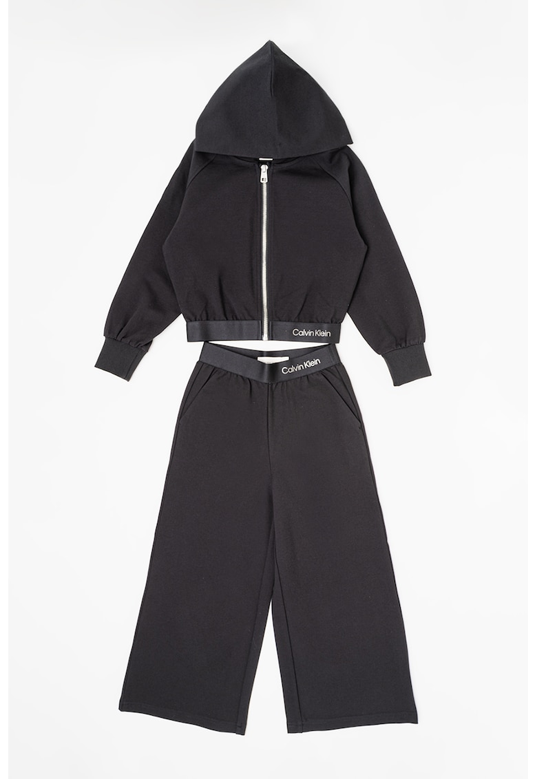 Set de hanorac cu fermoar si pantaloni cu croiala ampla