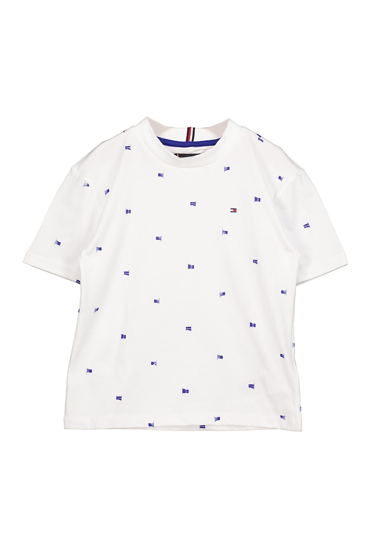 Tricou din bumbac cu model - Alb optic/Albastru indigo