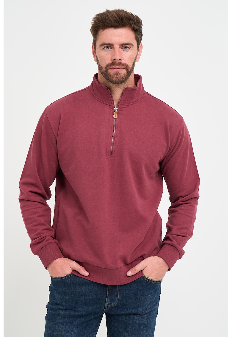 Bluza de trening cu fenta cu fermoar - Rosu stins