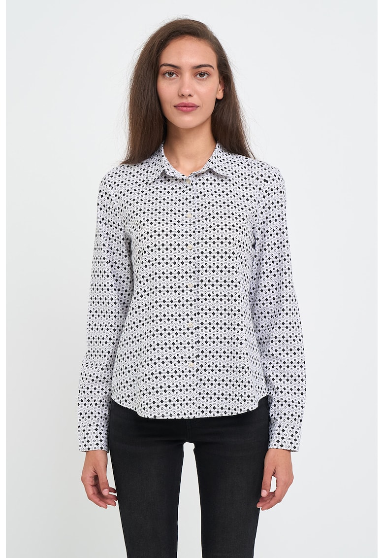 Camasa cu model uni - Alb/Negru