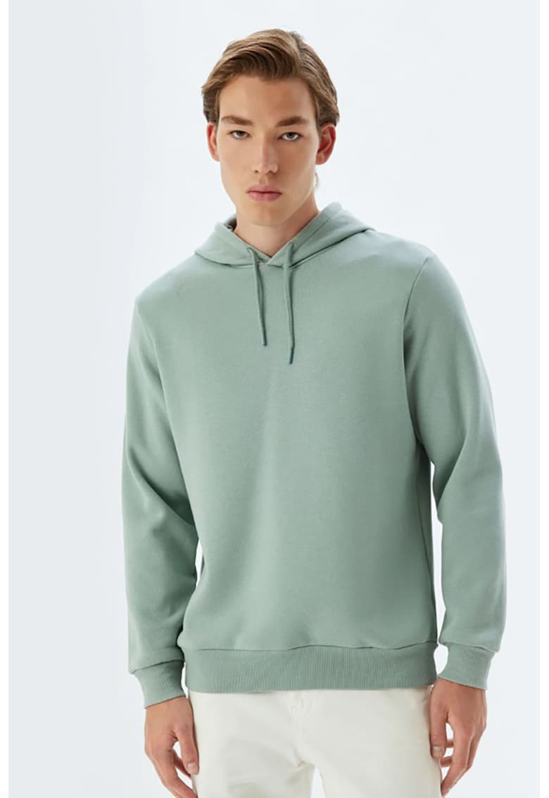 Hanorac uni din amestec de bumbac - Verde pal