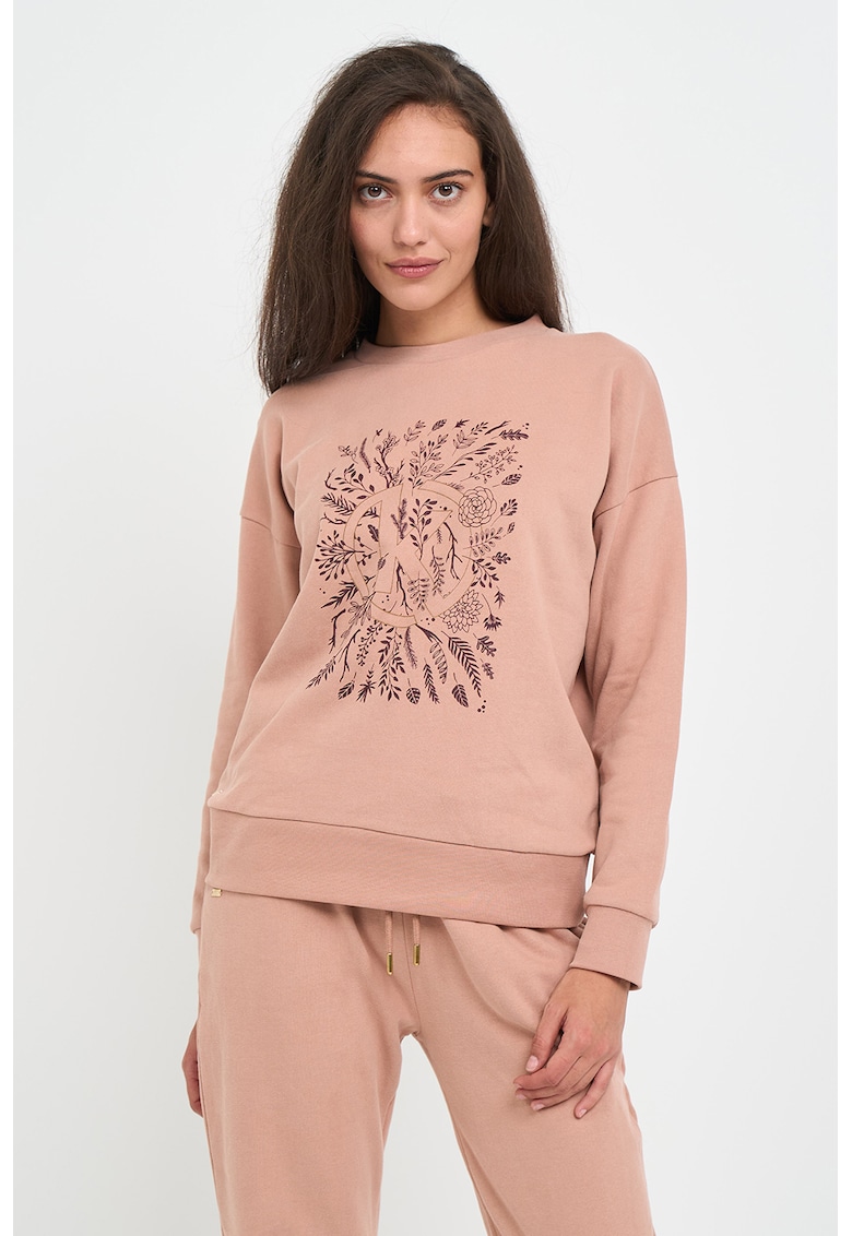 Bluza de trening din amestec de bumbac cu maneci cazute