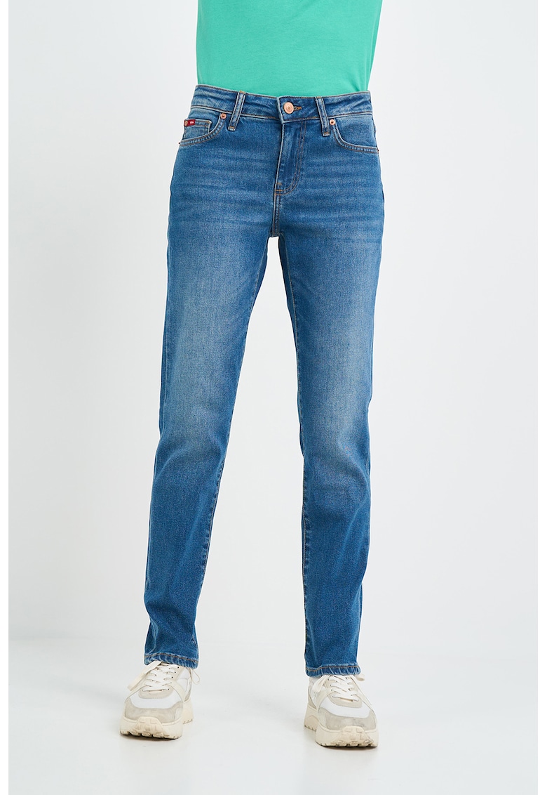 Blugi regular fit cu aspect decolorat