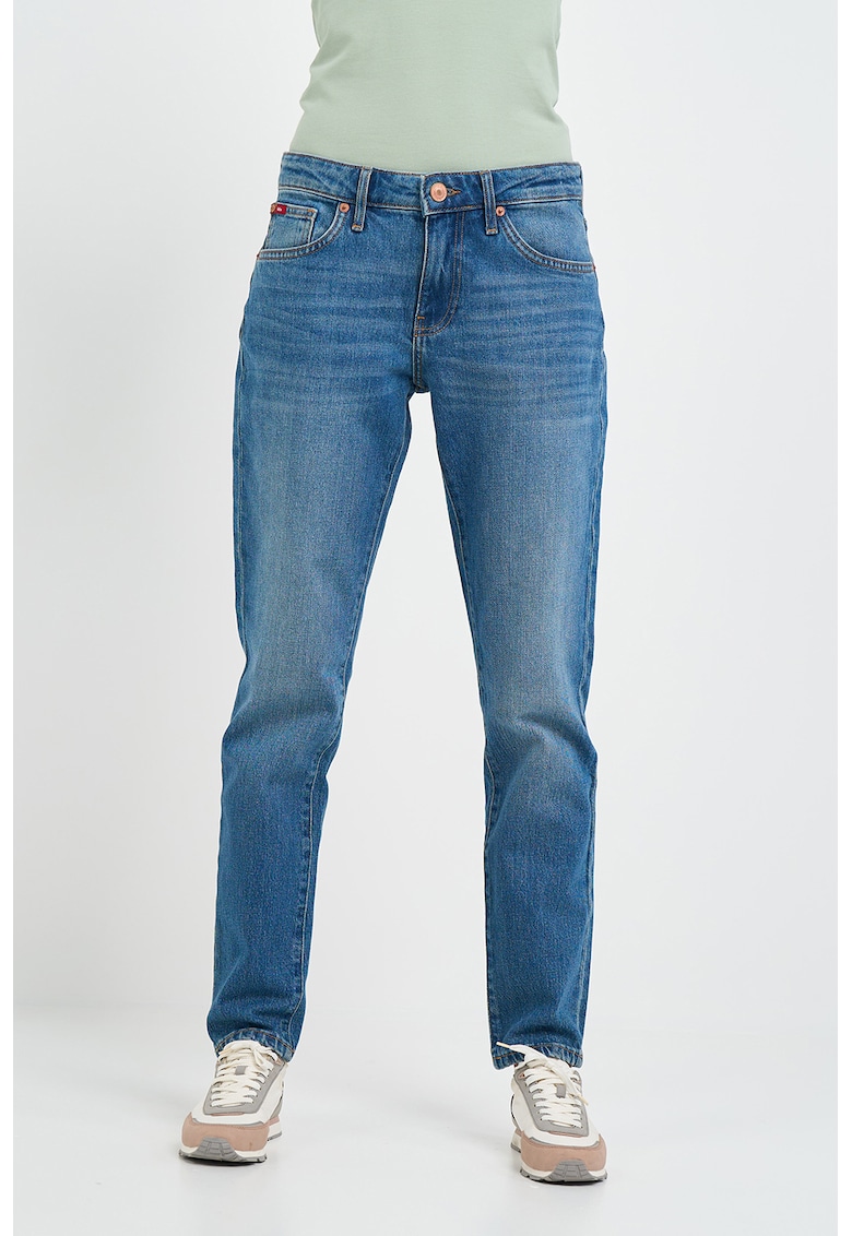 Blugi regular fit cu aspect decolorat