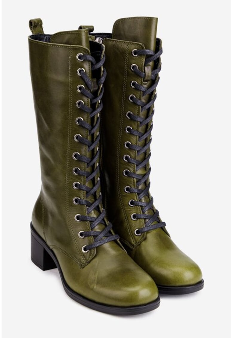 Cizme kaki din piele naturala 37 - Verde