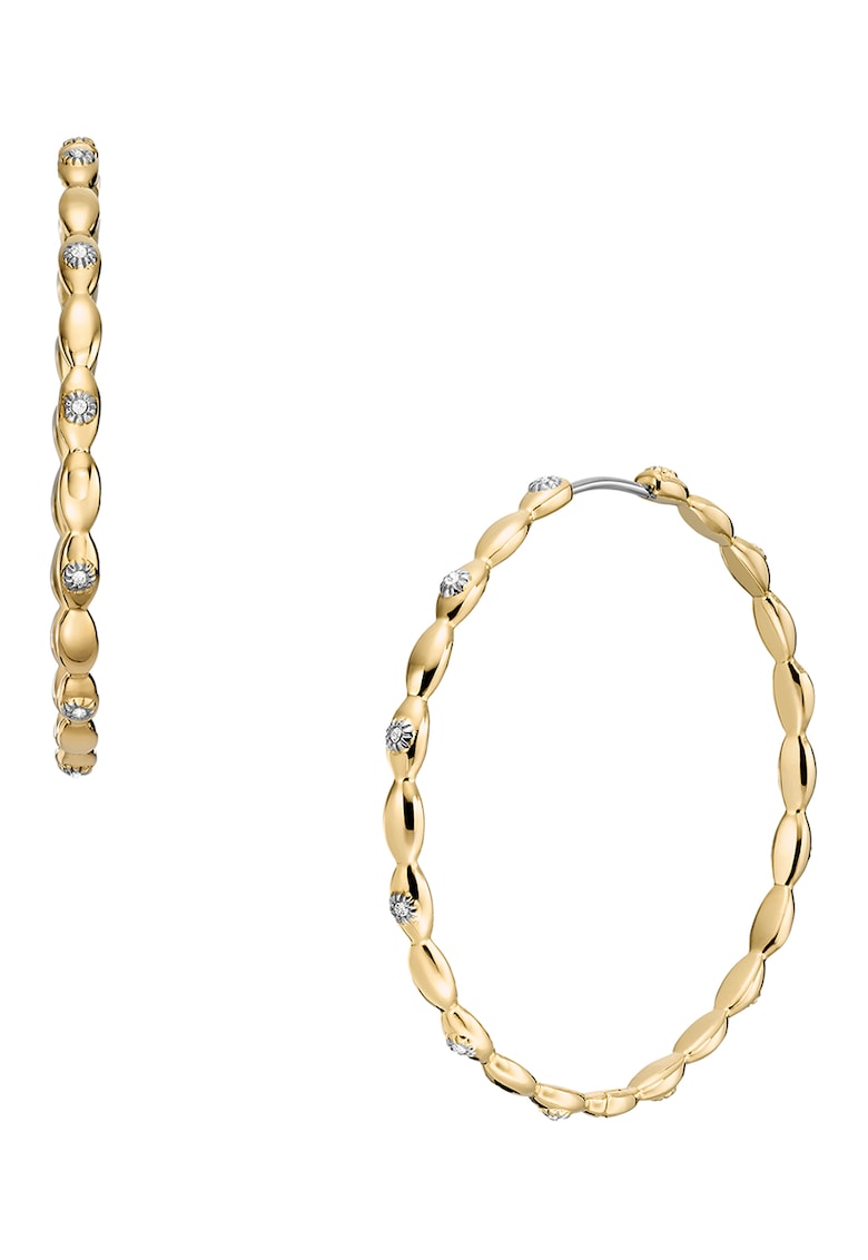 Cercei rotunzi din otel inoxidabil decorati cu cristale