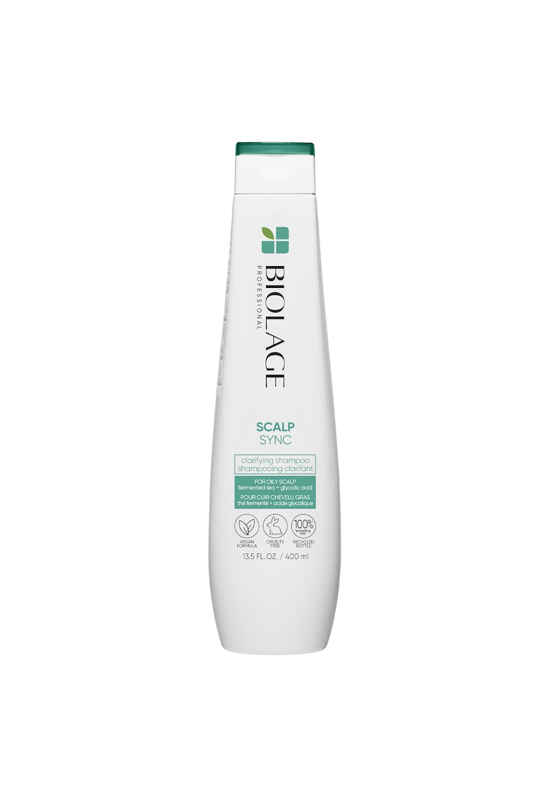 Sampon clarifiant Scalp Sync cu acid glicolic si extract de ceai fermentat - pentru scalp gras cu exces de sebum - echilibreaza scapul si elimina reziduurile si excesul de sebum - 250ml