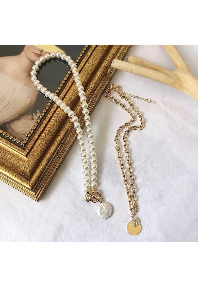 Colier in 2 straturi - cu perle - auriu - Lindsay C2 Colier in 2 straturi - cu perle - auriu - Lindsay C2