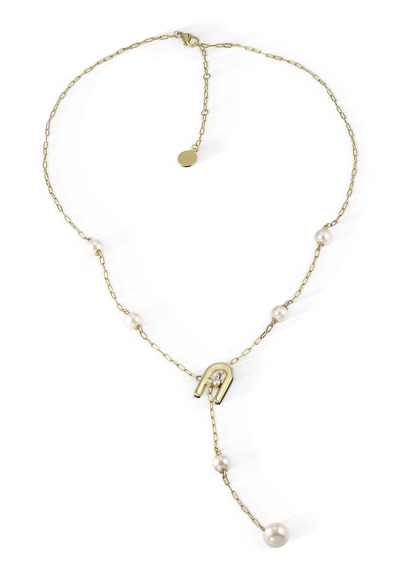 Colier din otel inoxidabil decorat cu cristale si perle sintetica Arch Pearl