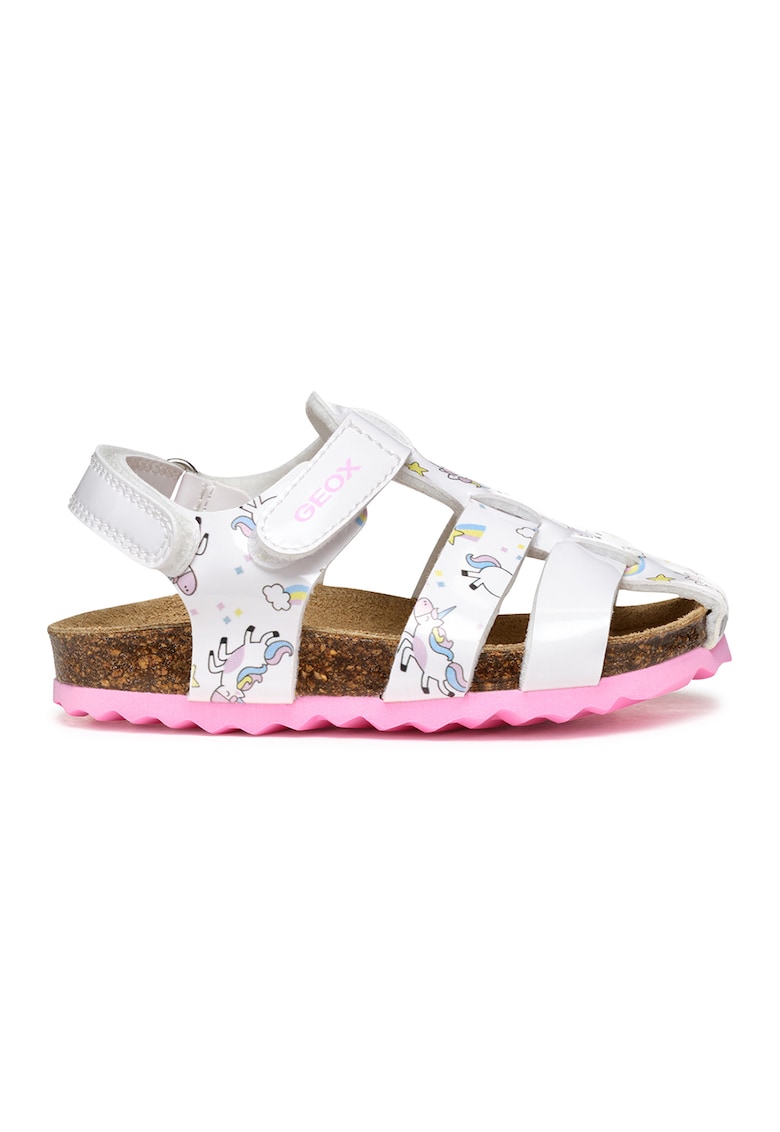 Sandale din piele ecologica cu velcro si model