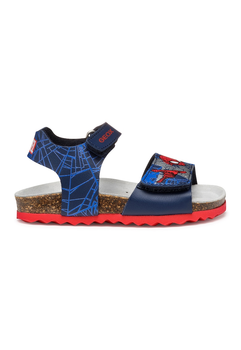 Sandale cu velcro si imprimeu Spider-Man