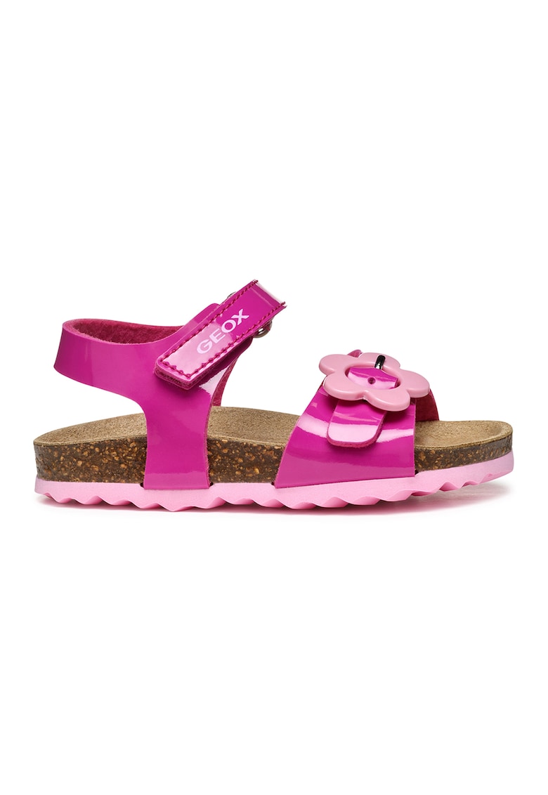 Sandale cu aspect lacuit si velcro