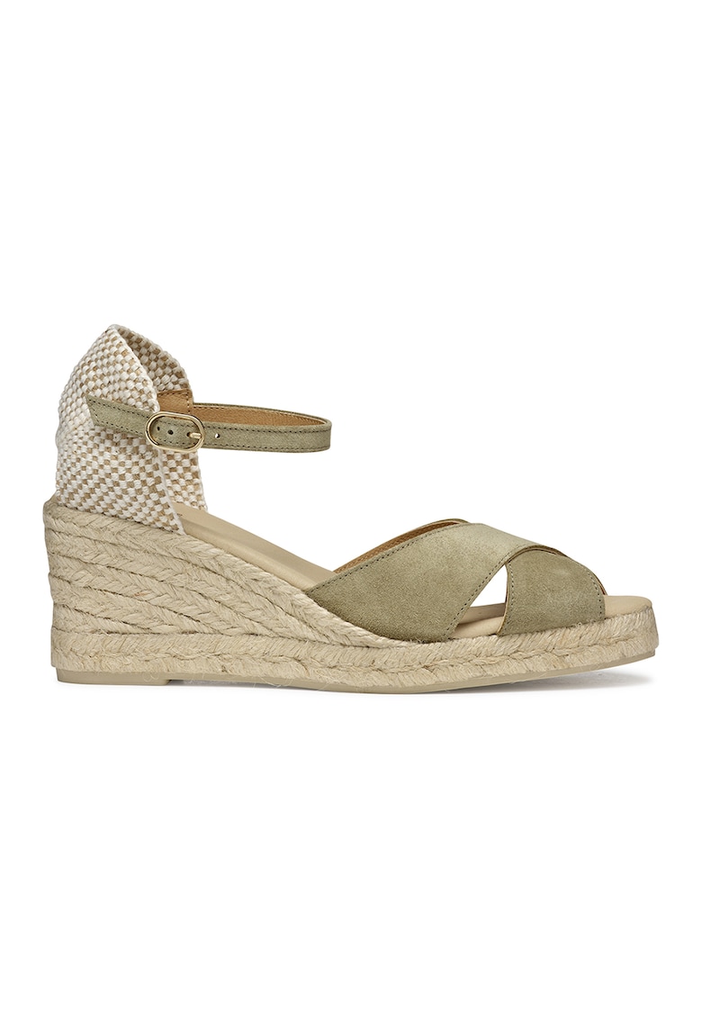 Espadrile de piele intoarsa si material textil