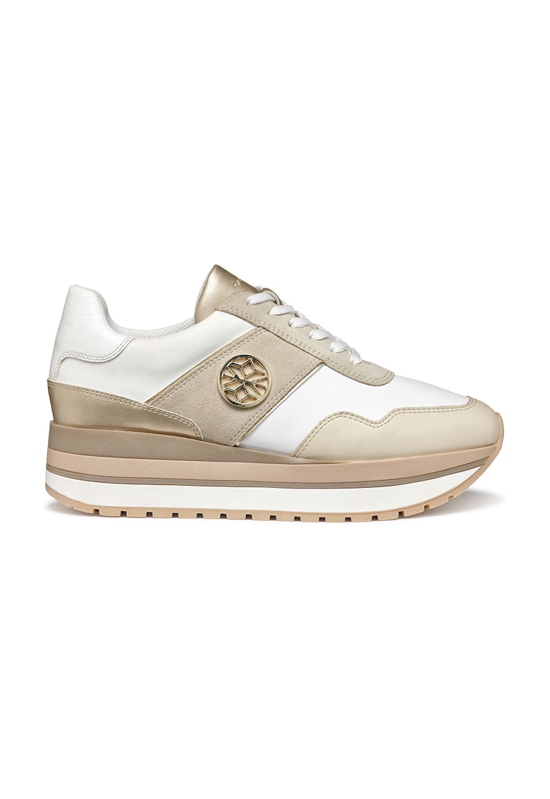 Pantofi sport din piele si piele intoarsa cu talpa flatform