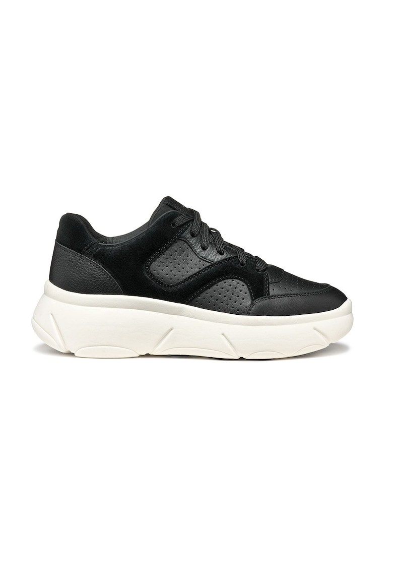 Pantofi sport din piele si piele intoarsa cu talpa flatform