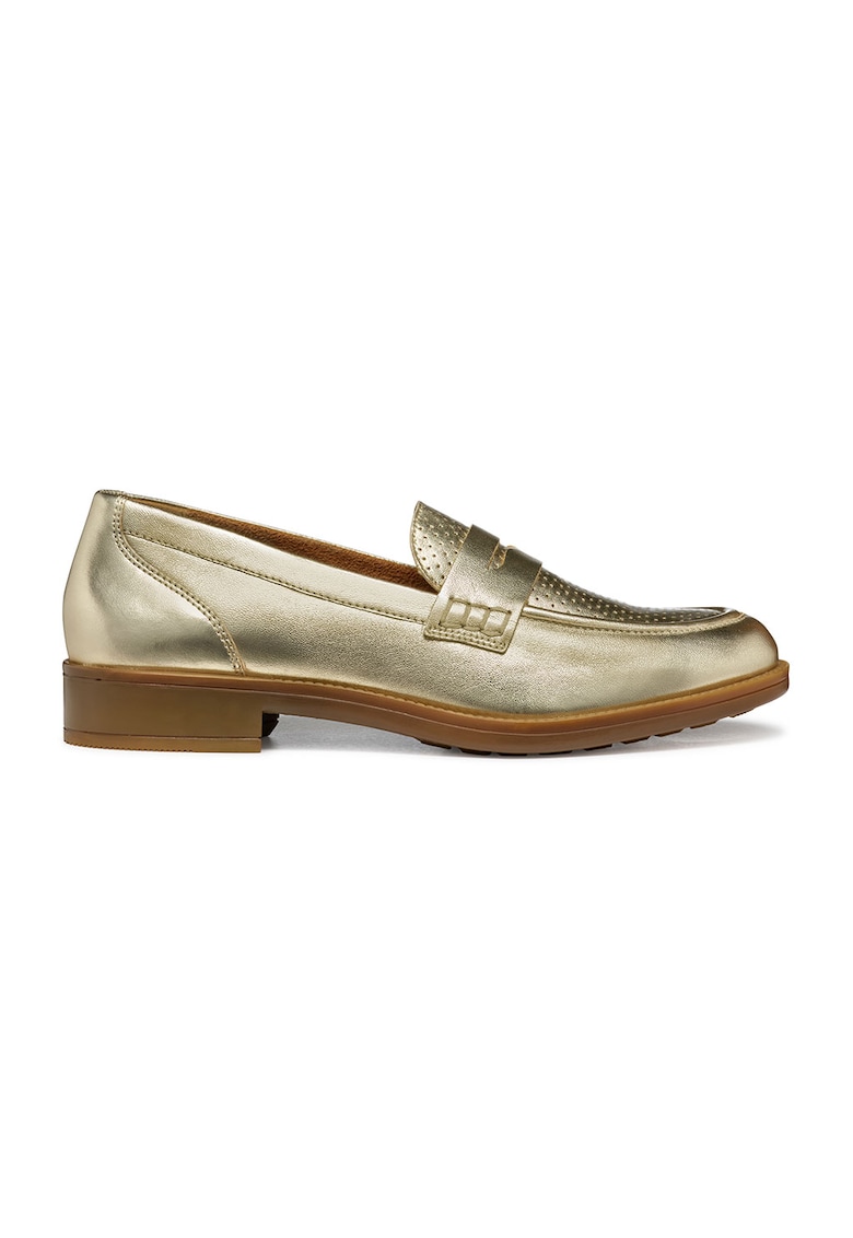 Pantofi loafer din piele cu aspect metalizat