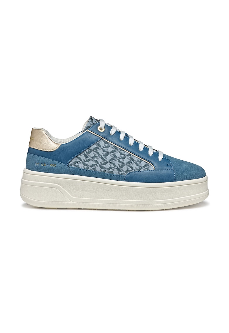 Pantofi sport cu talpa flatform si garnituri din piele intoarsa