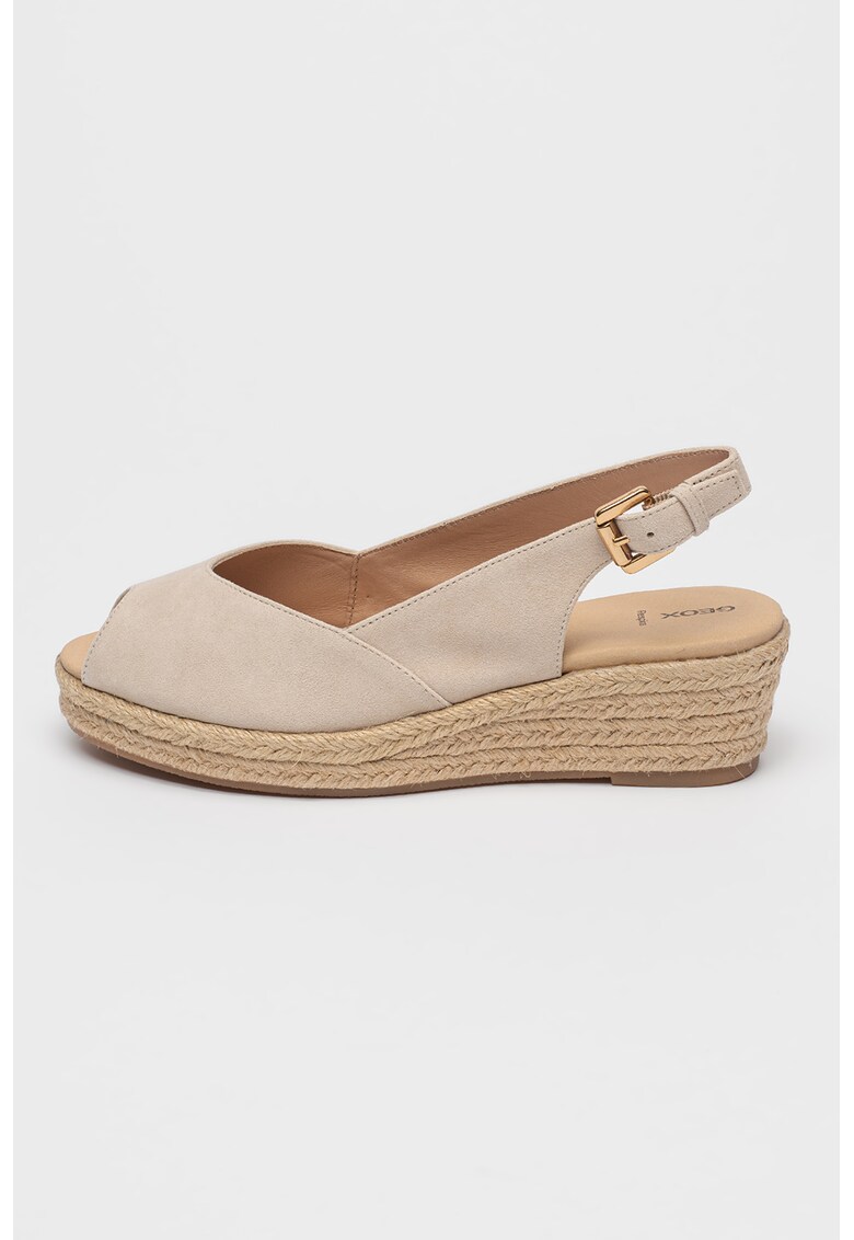 Sandale wedge din piele intoarsa Iberide