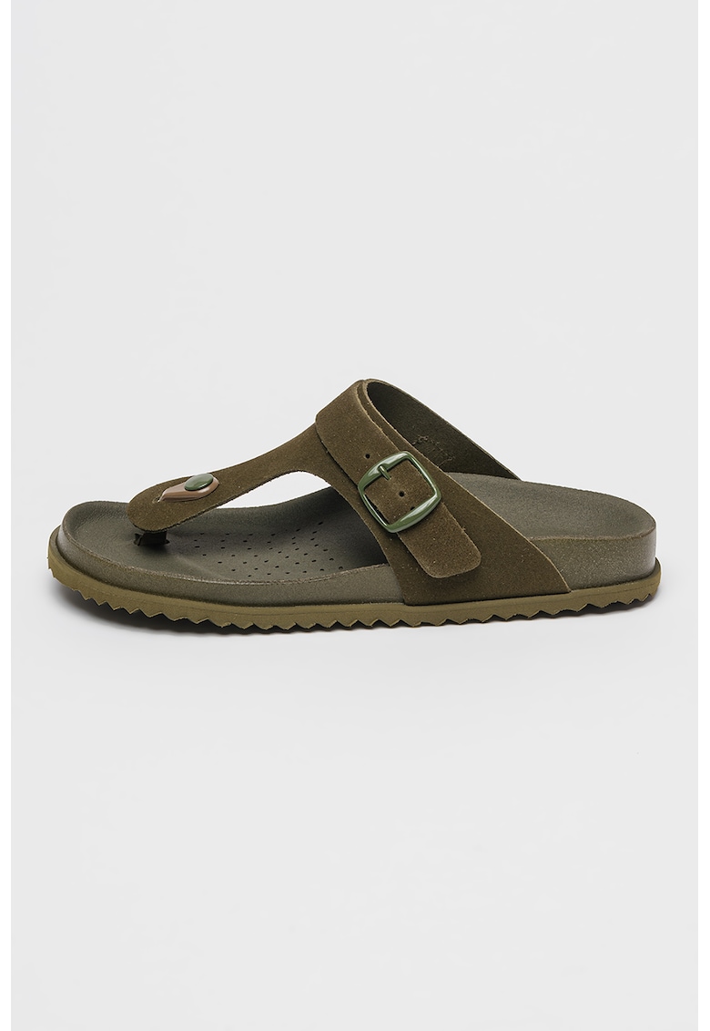 Papuci de piele intoarsa cu bareta separatoare Sandybett Papuci de piele intoarsa cu bareta separatoare Sandybett