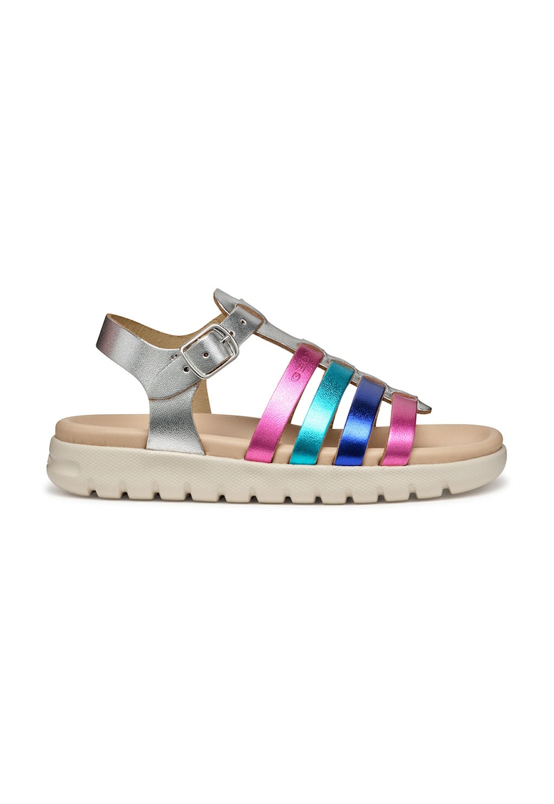 Sandale de piele cu barete multiple Soleima - Multicolor
