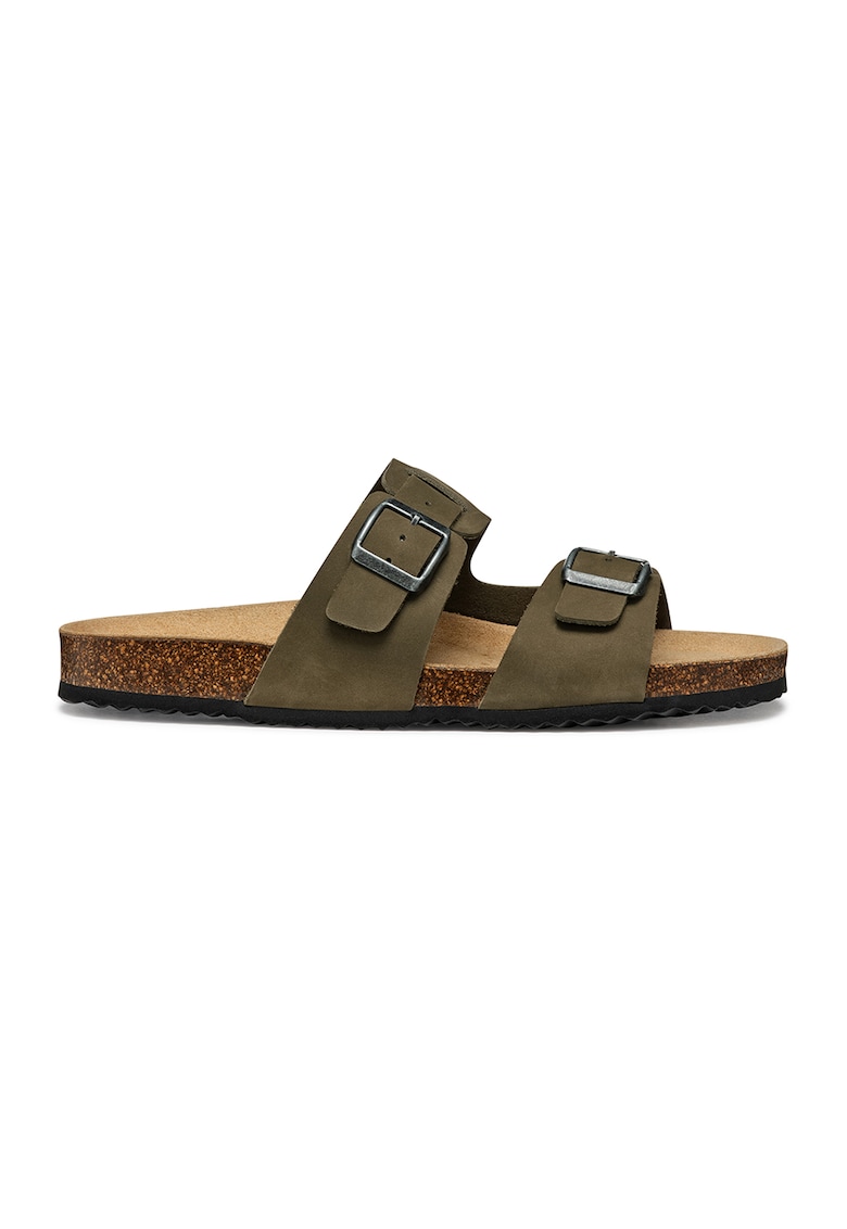 Papuci de piele nabuc cu catarama