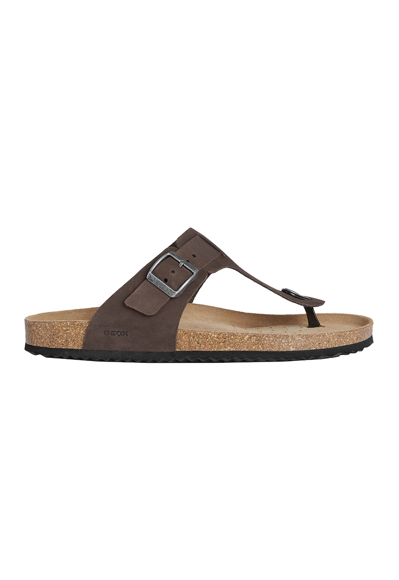 Papuci flip-flop de piele nabuc