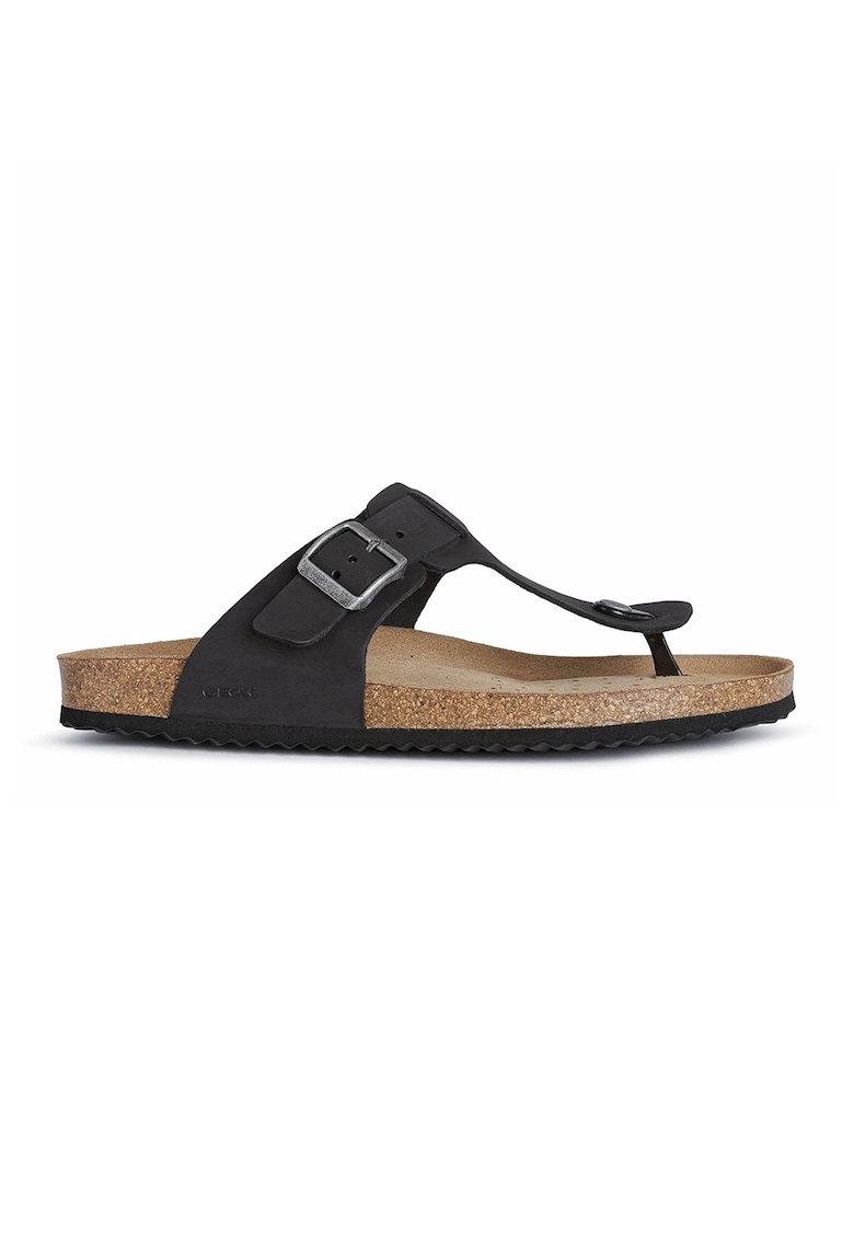 Papuci flip-flop de piele nabuc