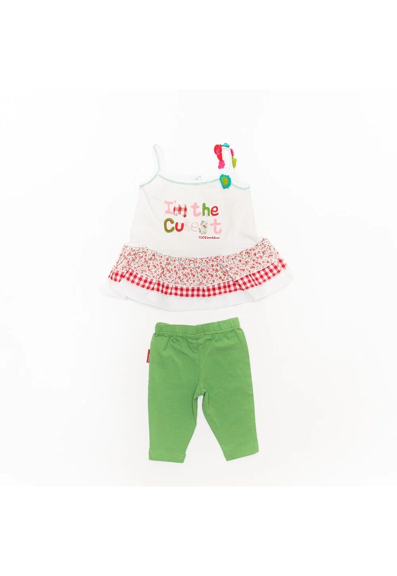 Compleu pantaloni scurti -  cu maiou colorat - 37215 - Verde -