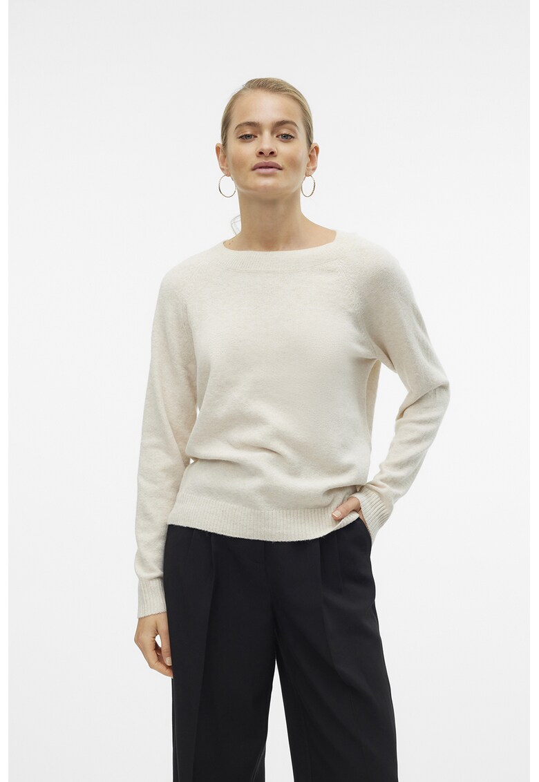 Pulover cu maneci raglan Doffy - Alb