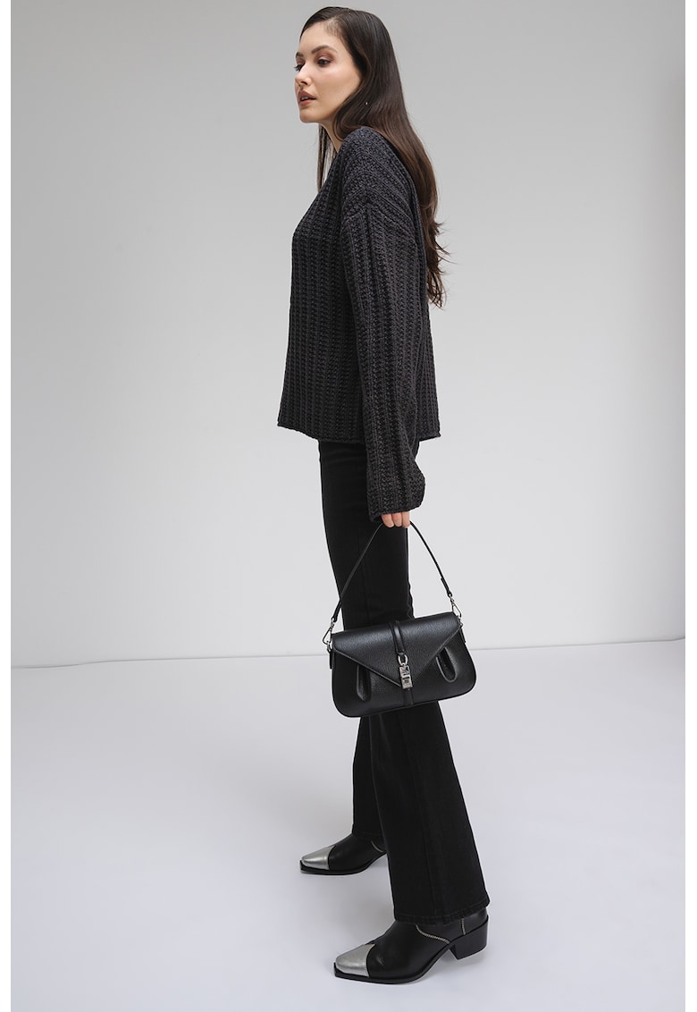 Pulover din amestec de lana cu maneci cazute