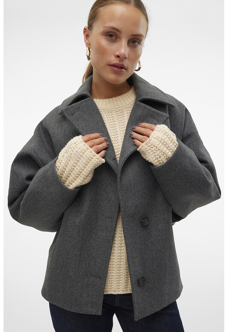 Palton scurt cu buzunare oblice