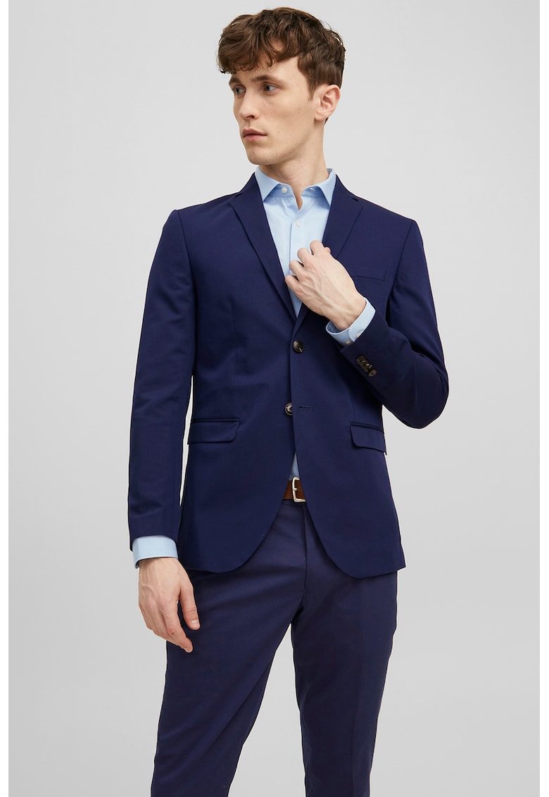 Sacou super slim-fit cu buzunare cu clapa - Bleumarin