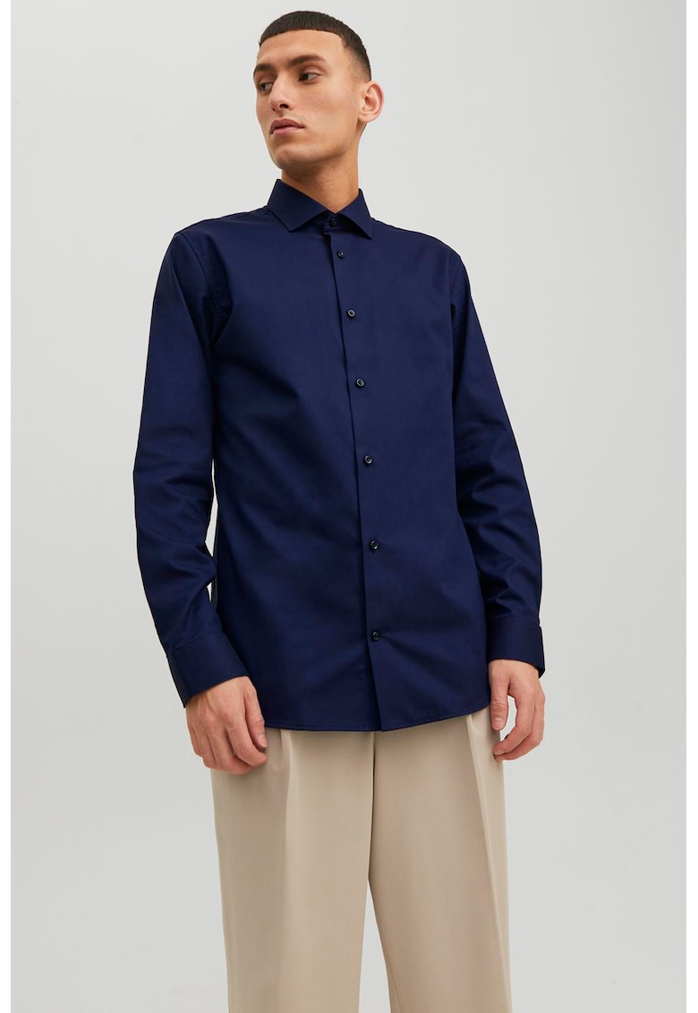 Camasa slim fit de bumbac - Bleumarin