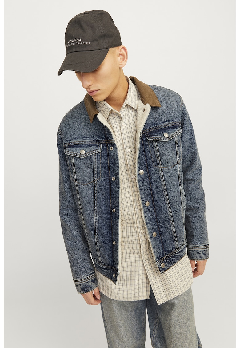 Jacheta de denim cu guler din reiat