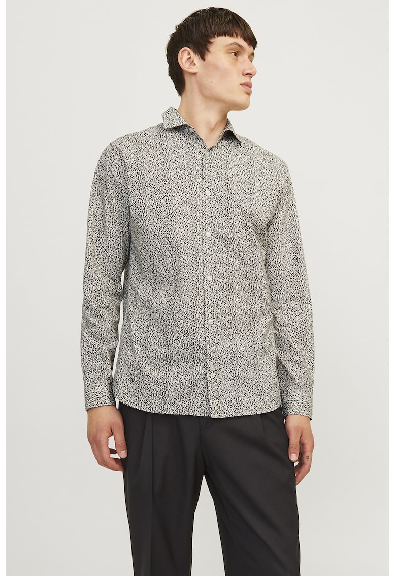 Camasa slim fit din bumbac organic cu model