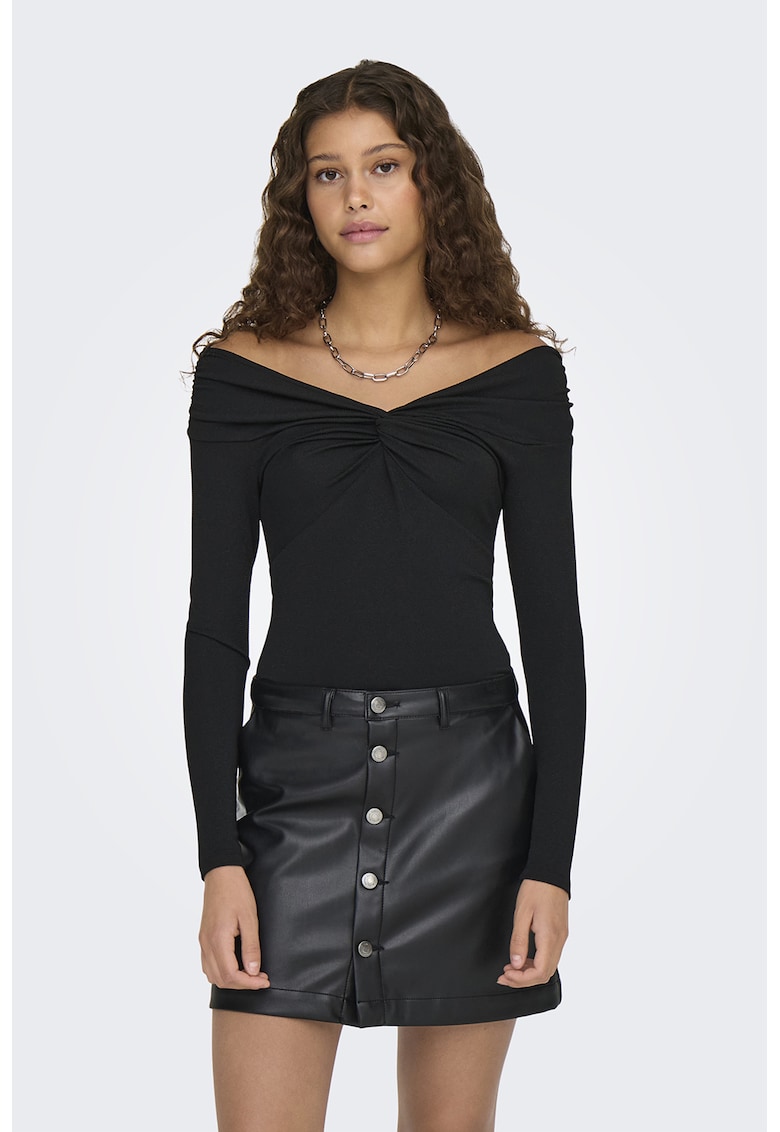 Bluza cu aspect stralucitor si nod frontal