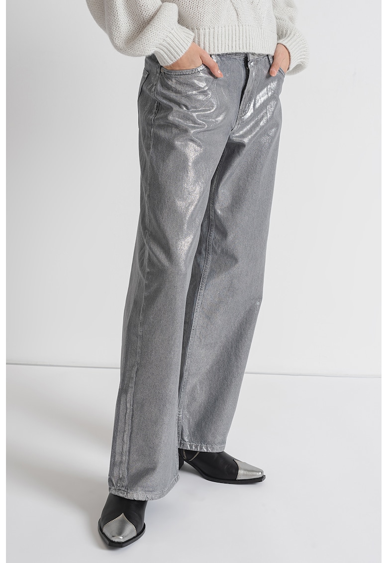 Blugi cu croiala ampla si aspect peliculizat Cobain - Gri deschis/Argintiu