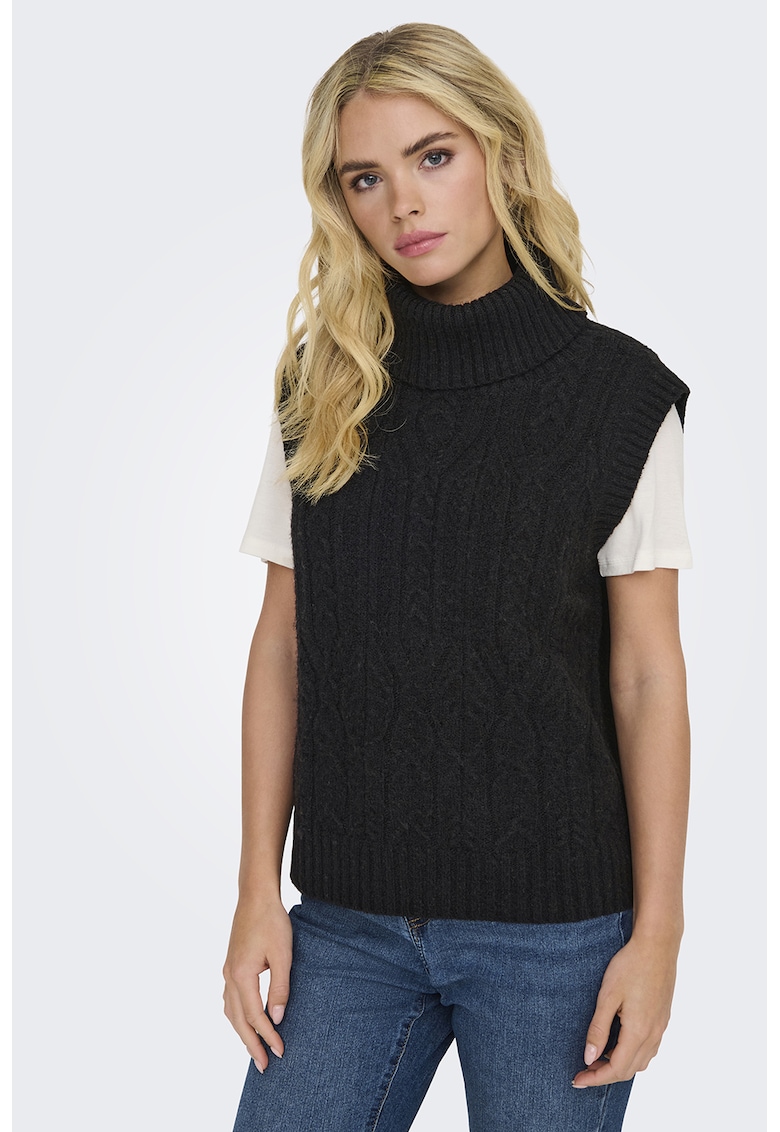 Vesta cu guler inalt si model torsade