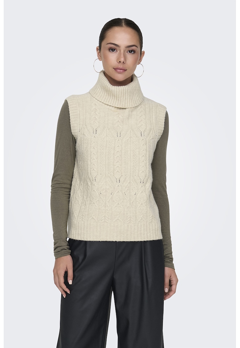 Vesta cu guler inalt si model torsade