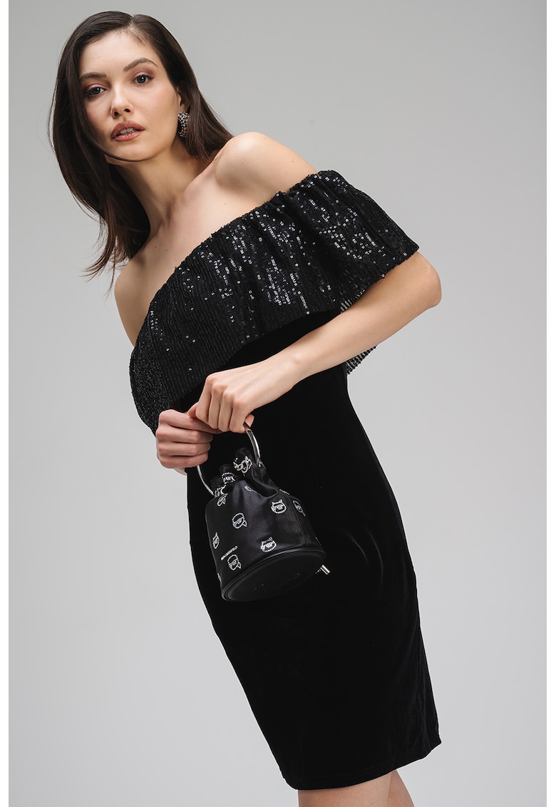 Rochie de catifea cu decolteu pe umeri Tanya