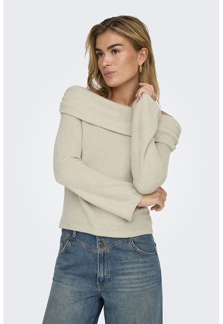 Pulover uni cu decolteu pe umeri