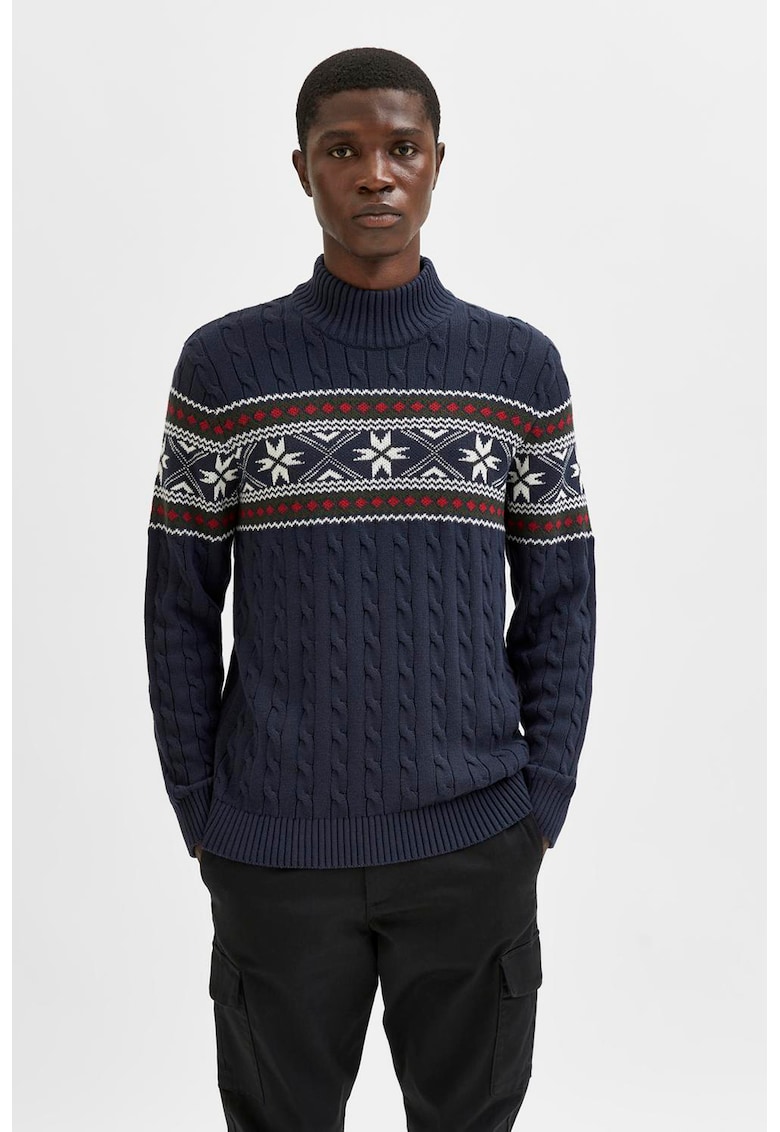 Pulover cu model si guler scurt